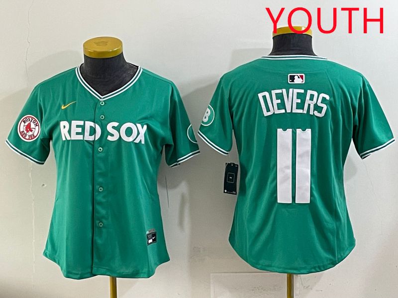 Youth 2025 Boston Red Sox #11 Devers Dark Green Joint Name Nike MLB Jersey style 8->youth mlb jersey->Youth Jersey